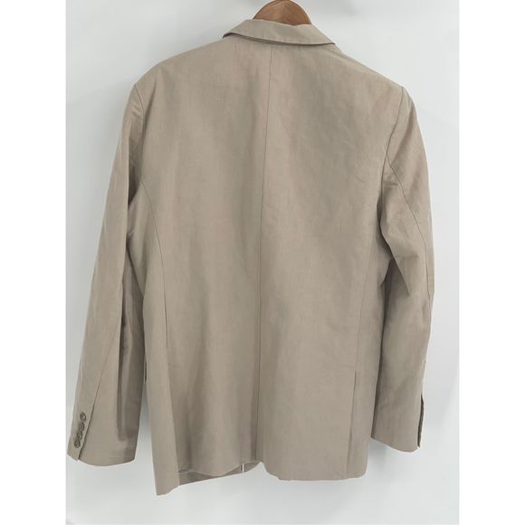 Calvin Klein Blazer Men Large 44R Beige Tan Linen Blend 2 Button Sport Coat - Picture 7 of 11